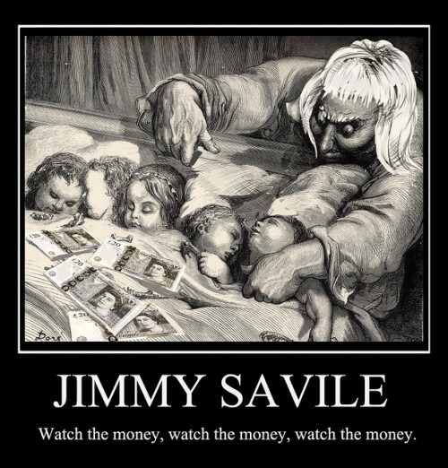 Jimmy Savile, ici caricaturé en ogre, a commis 214 agressions sexuelles, dont 72 à la BBC. Illustration Steve Caplin.